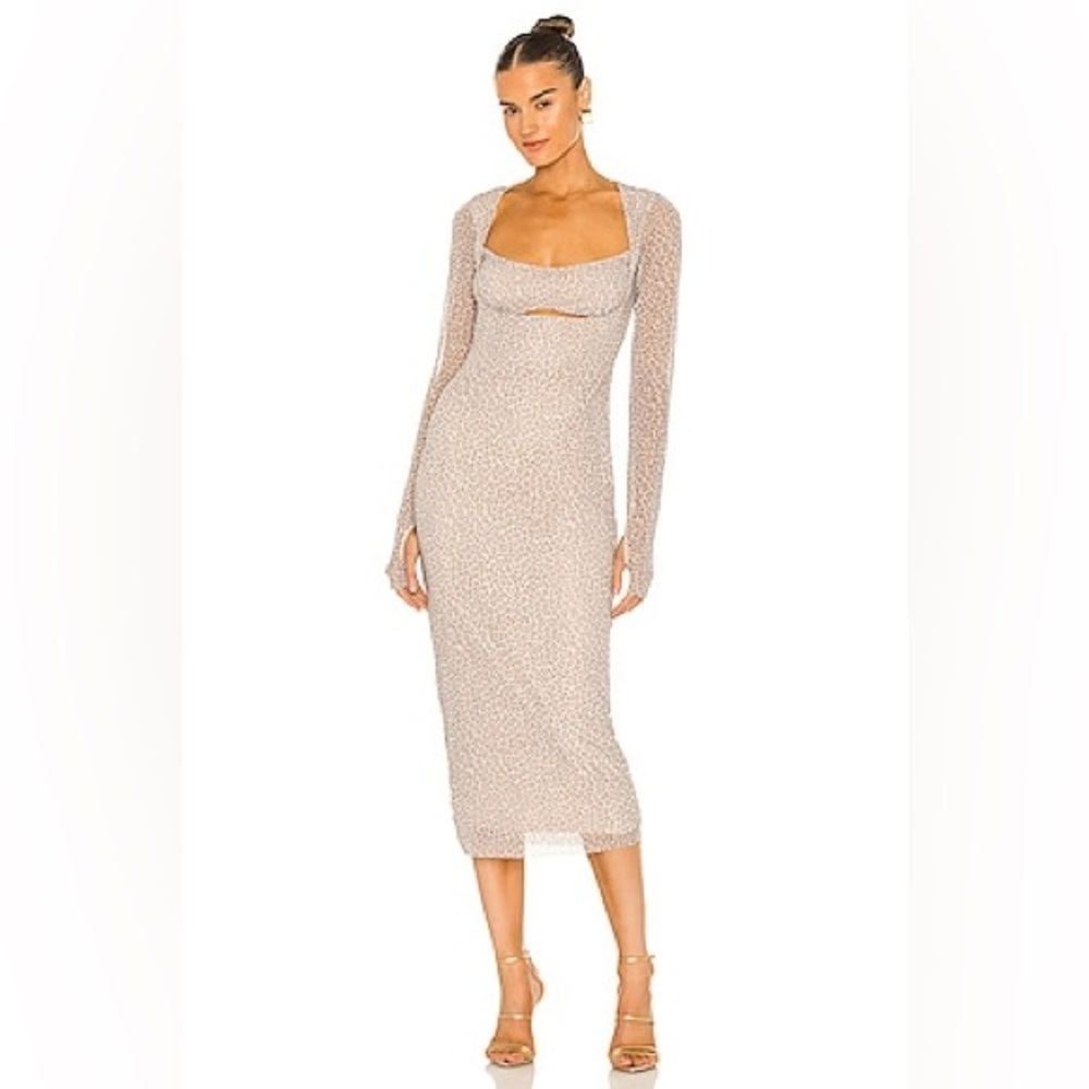 Revolve Afrm Kellen Mesh Leopard Print Bodycon Ma… - image 1